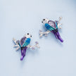 925 Sterling Silver Enamel Process Pavé Setting CZ Earrings
