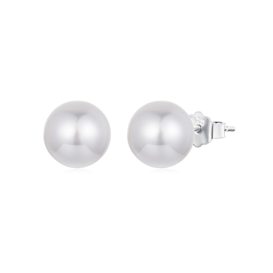 925 Sterling Silver Earrings with Quality Shell Pearl in White Gold Plating for Women