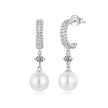 925 Sterling Silver Moissanite and Synthetic Pearl Earrings for Women