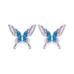 925 Sterling Silver White Gold Plated Enamel Earrings 9x10mm for Women