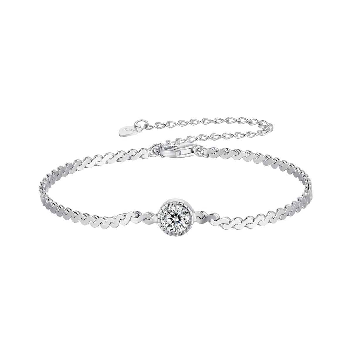S925 Sterling Silver 5.0mm Moissanite Bracelet for Women
