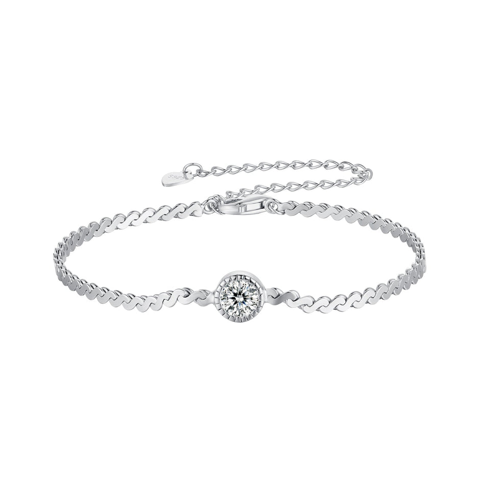 S925 Sterling Silver 5.0mm Moissanite Bracelet for Women