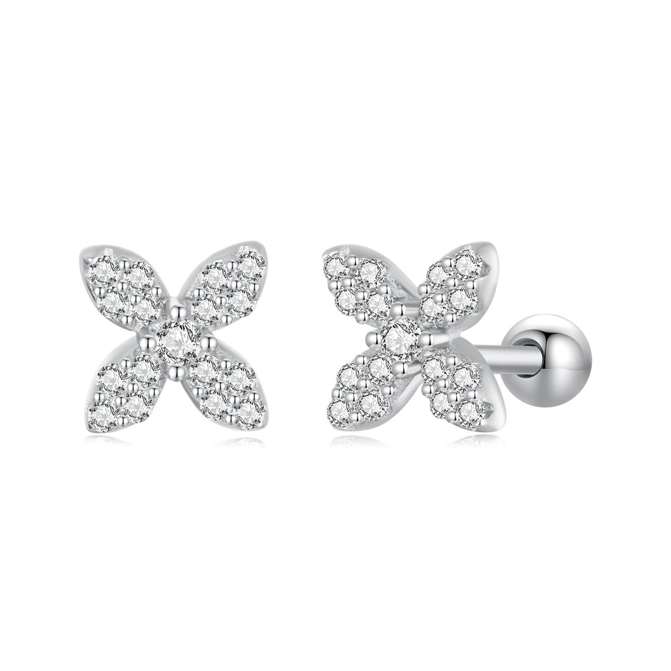 925 Sterling Silver Earrings with Pavé Setting CZ in Elegant Design