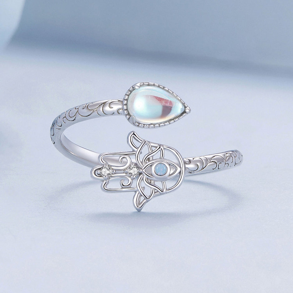 925 Sterling Silver Opal Nanometer Stone Platinum Plated Ring