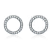 925 Sterling Silver Oxidized Pavé Setting CZ Earrings 1.1cm for Women