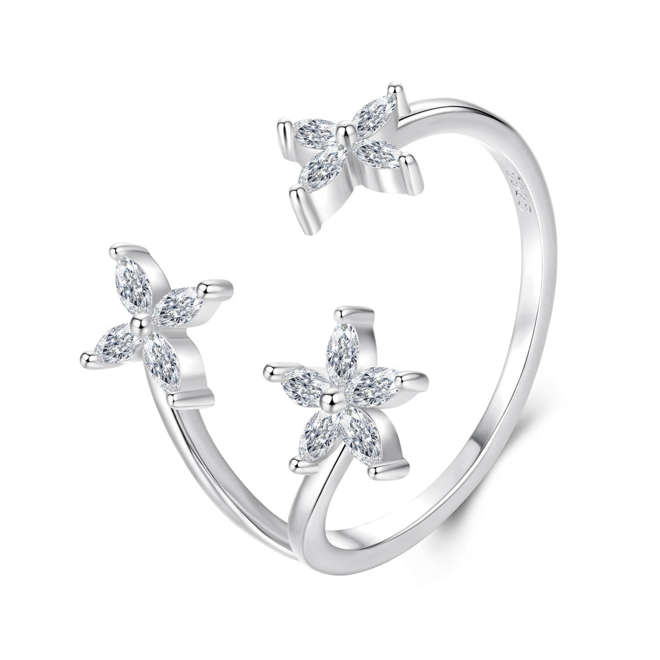 925 Sterling Silver Pavé Setting CZ White Gold Ring for Women