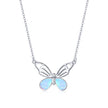 925 Sterling Silver Translucent Opal Necklace, Adjustable, Platinum Plated for Women