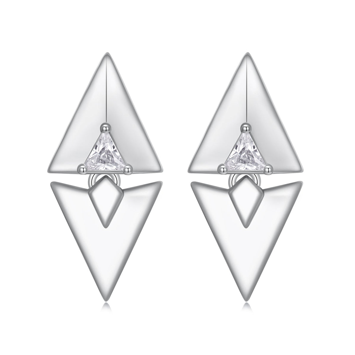 925 Sterling Silver Earrings with White Gold Plating and CZ