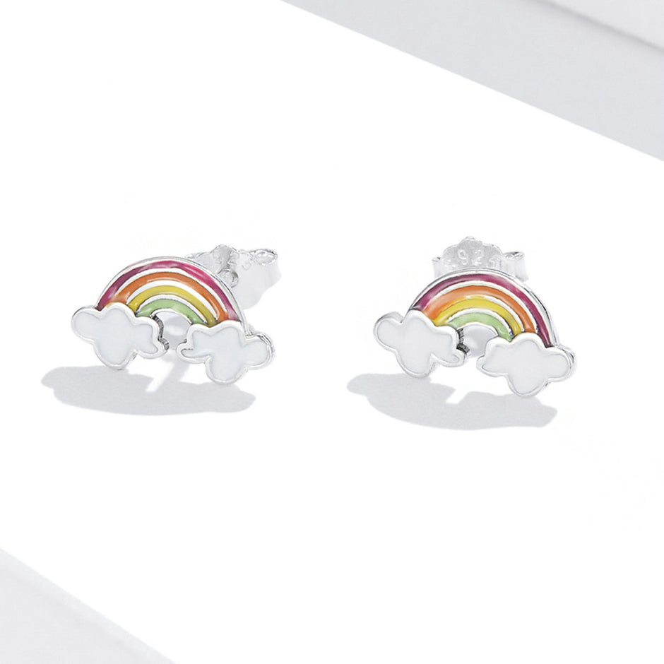 925 Sterling Silver Earrings with Enamel Process in Oxidized Silver for Women