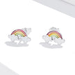 925 Sterling Silver Earrings with Enamel Process in Oxidized Silver for Women