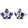 925 Sterling Silver White Gold Plated Enamel Pavé CZ 1.0*1.2cm Earrings for Women