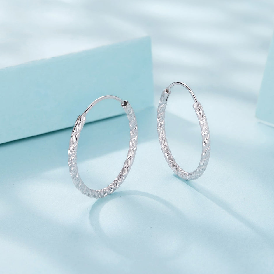 925 Sterling Silver Earrings Hoops 2.5 cm for Women