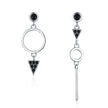 925 Sterling Silver Oxidized Pavé Setting CZ Earrings