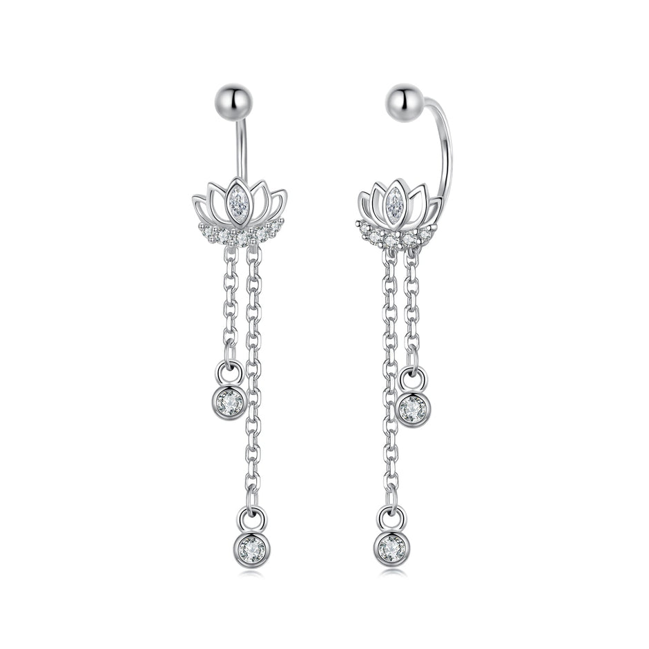 925 Sterling Silver Earrings with Pavé CZ in White Gold Plating - 3.1 x 0.7 cm for Women