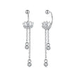 925 Sterling Silver Earrings with Pavé CZ in White Gold Plating - 3.1 x 0.7 cm for Women