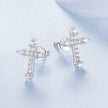 925 Sterling Silver Earrings with Pavé Setting CZ in White Gold Plating - 1.2x0.8cm for Women