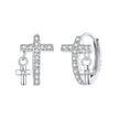 925 Sterling Silver Earrings with Pavé Setting CZ in White Gold, Size 13*8mm for Women