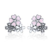 925 Sterling Silver Earrings with Pavé Setting, Oxidized Silver, Enamel - 1.0 x 1.1 cm for Women