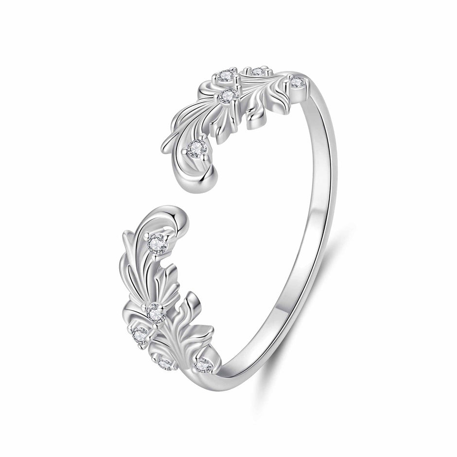 925 Sterling Silver White Gold Plated Ring with Pavé Setting CZ for Women