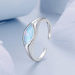 925 Sterling Silver White Gold Plated 1.9mm Transparent Glass Ring