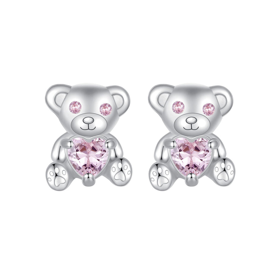 925 Sterling Silver Earrings with CZ in White Gold Plating