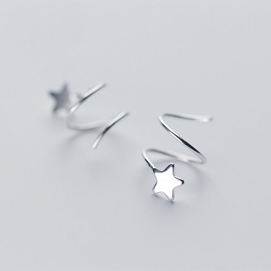 925 Sterling Silver Pentagram Earrings