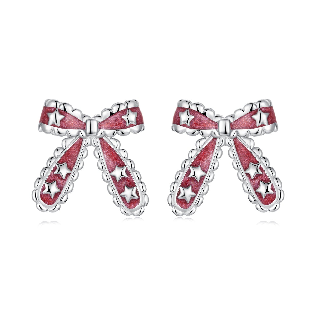 925 Sterling Silver Earrings with Enamel Process in White Gold Plating for Women