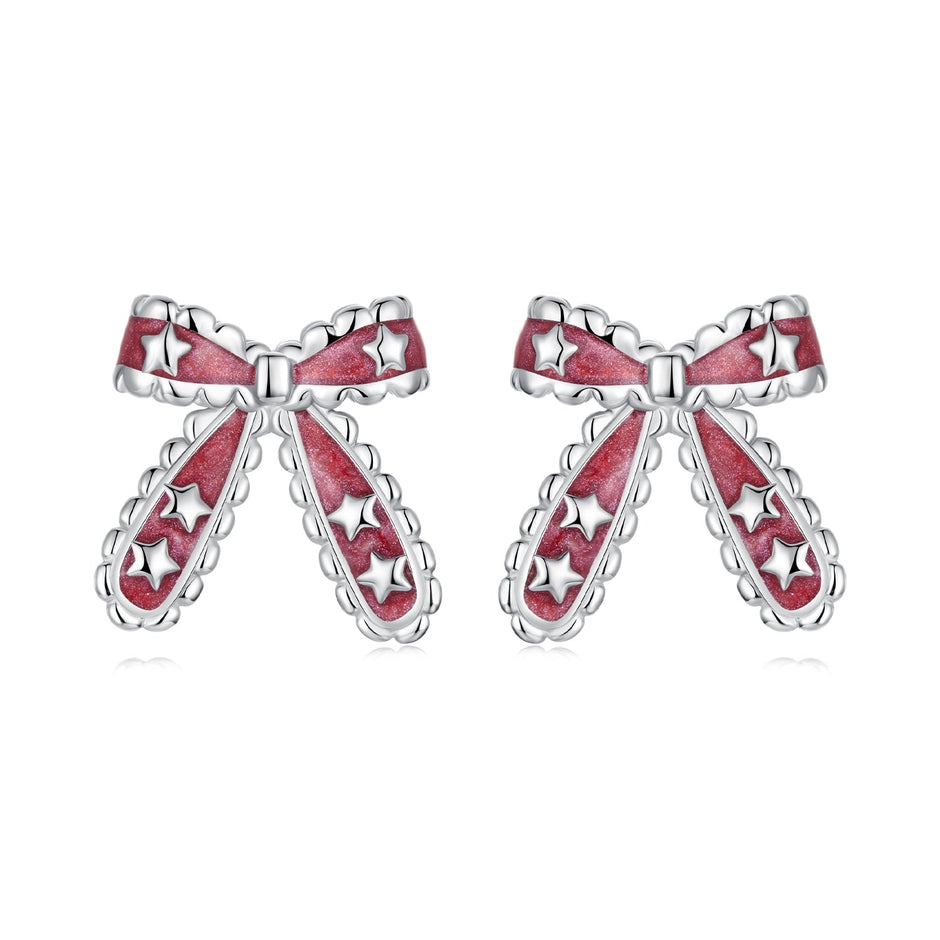 925 Sterling Silver Earrings with Enamel Process in White Gold Plating for Women