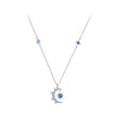 925 Sterling Silver Necklace with Pavé Setting CZ and Spinel Pendant