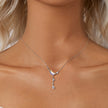 925 Sterling Silver Pendant Necklace with CZ and Transparent Glass for Women