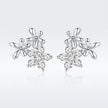 925 Sterling Silver Earrings with CZ in Pavé Setting, 0.6*0.7cm for Women