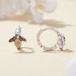S925 Sterling Silver Enamel Blue Pavé Set CZ Earrings