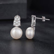 925 Sterling Silver 0.023 Carat Moissanite & Freshwater Pearl Earrings for Women
