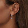 925 Sterling Silver White Gold Plated Moonstone Earrings 23x5mm for Women