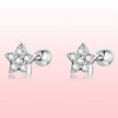 925 Sterling Silver Earrings with Pavé Setting CZ and Platinum Plating - 0.5cm for Women