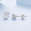 925 Sterling Silver White Gold Plated Earrings 0.5cm with CZ