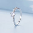 925 Sterling Silver Platinum Plated 5mm CZ Ring Size 6 for Women