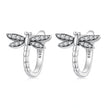 925 Sterling Silver Earrings with Pavé Setting CZ, Oxidized Finish, 1.3cm for Women
