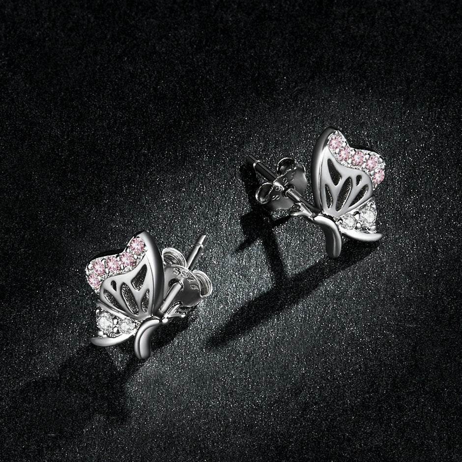925 Sterling Silver Earrings with CZ in Pavé Setting