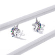 925 Sterling Silver Earrings with Pavé Setting CZ, Oxidized, 1.4x0.9cm for Women