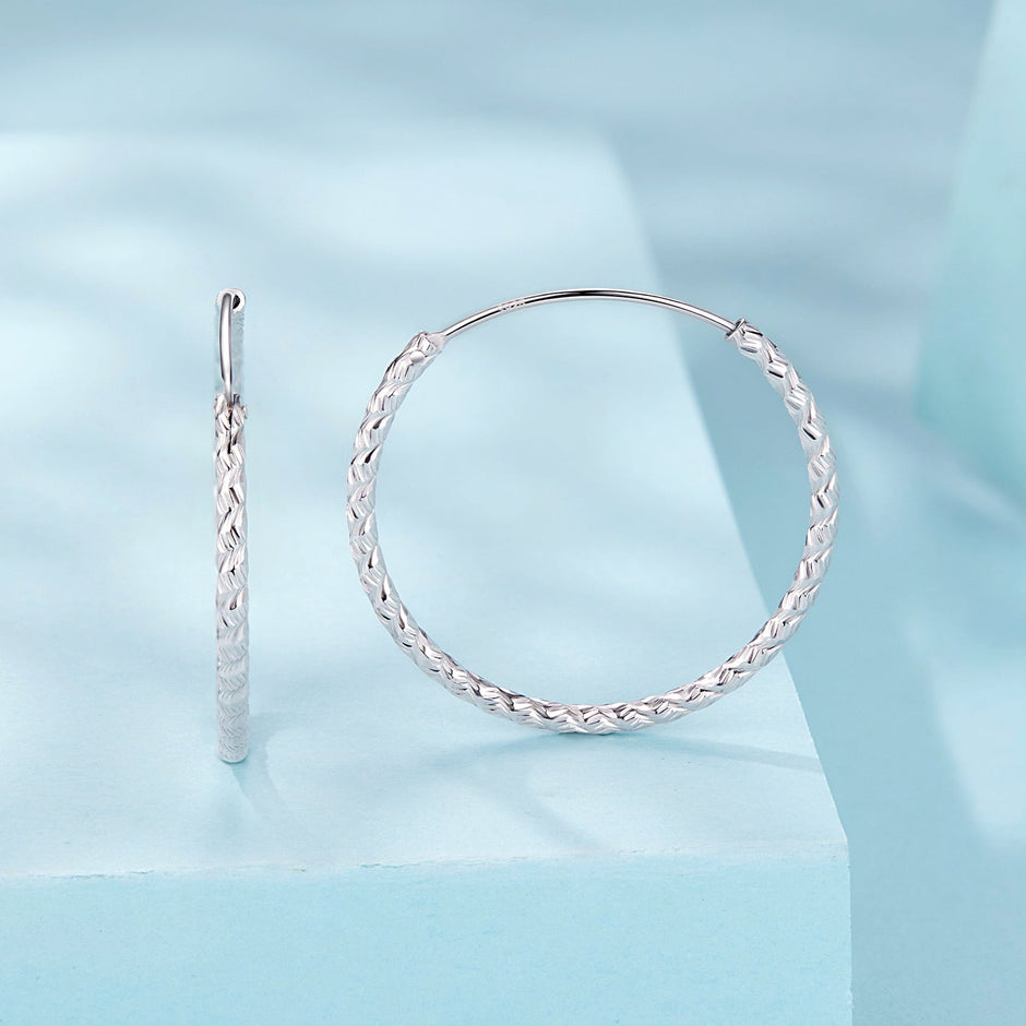 925 Sterling Silver Earrings Hoops 2.5 cm for Women