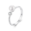 925 Sterling Silver Moissanite & Freshwater Pearl Ring 3mm Size 6 for Women