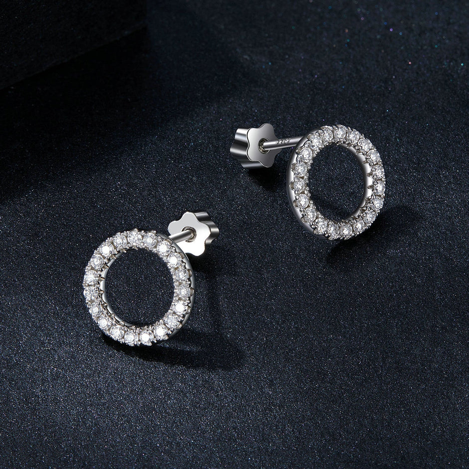 925 Sterling Silver 10mm Moissanite Earrings for Women