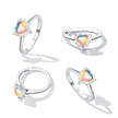 925 Sterling Silver Oxidized Silver Ring with Transparent Glass - Size 7.0 for Women