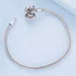 925 Sterling Silver Bracelet with Pavé Setting CZ, 17cm for Women