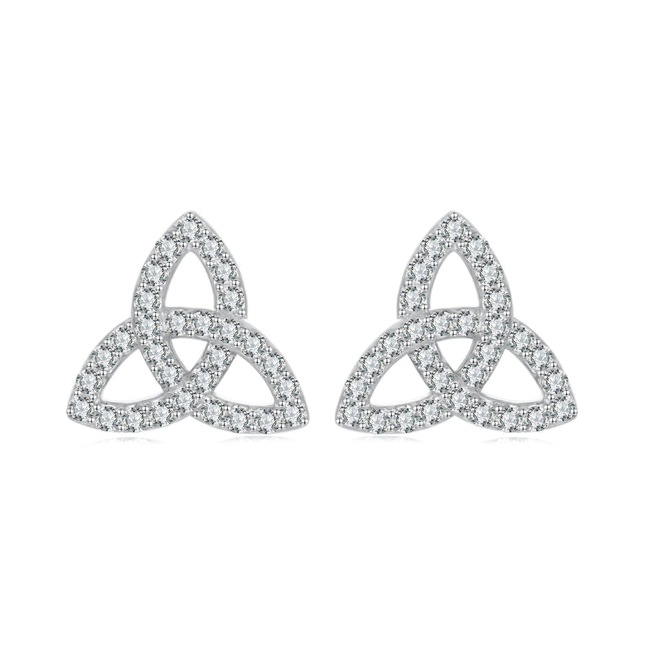 925 Sterling Silver White Gold Plated Pavé CZ Earrings