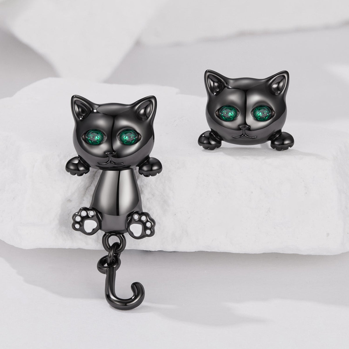 Brass & S925 Silver Earrings | 2.8*1.1cm | White Gold Plated with Pavé Setting CZ for Women