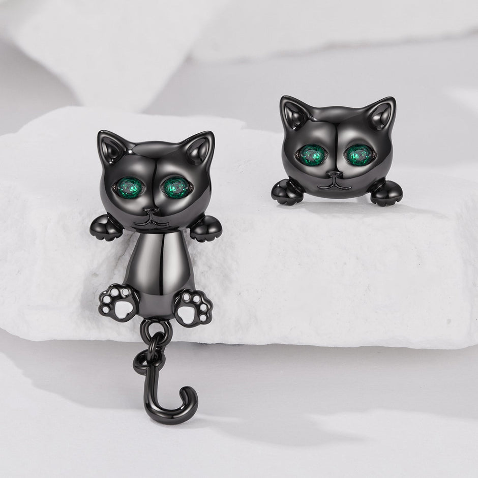 Brass & S925 Silver Earrings | 2.8*1.1cm | White Gold Plated with Pavé Setting CZ for Women
