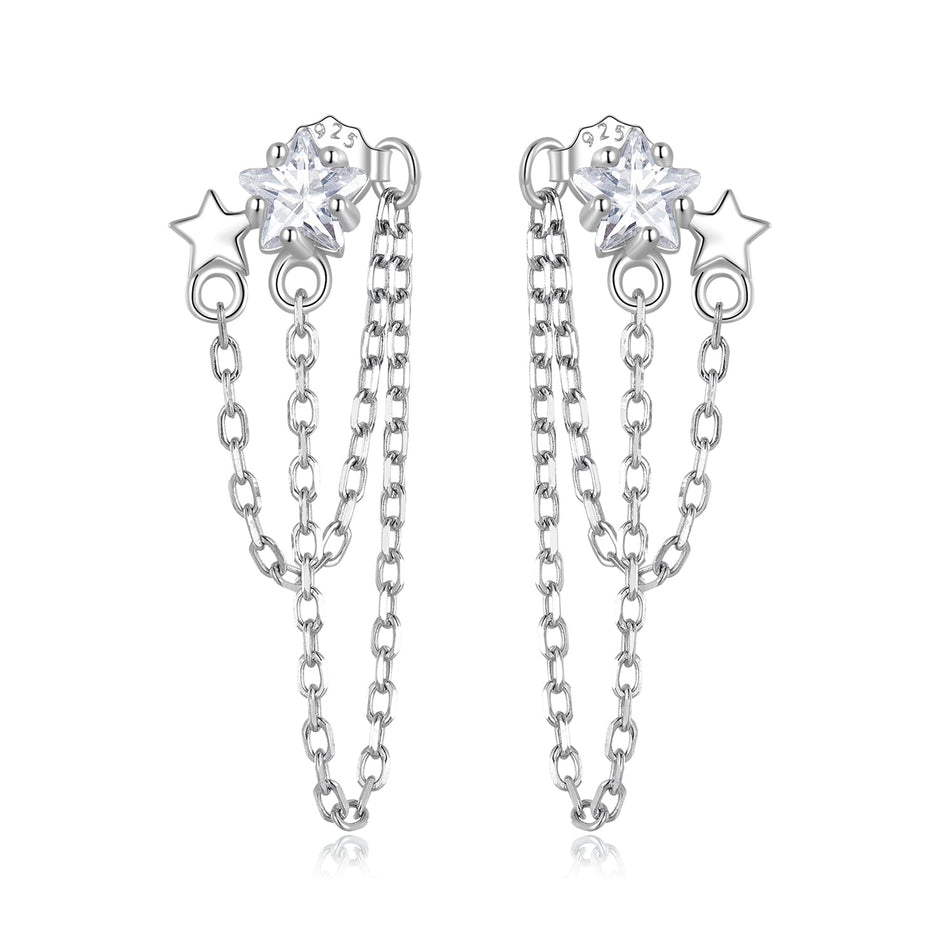 S925 Sterling Silver Pavé CZ Earrings, 0.9cm for Women