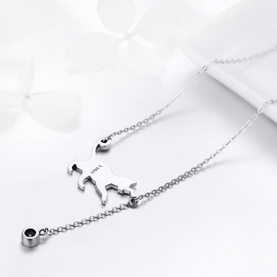 925 Sterling Silver Necklace 38-45cm with 1.4*2.5cm Pendant for Women